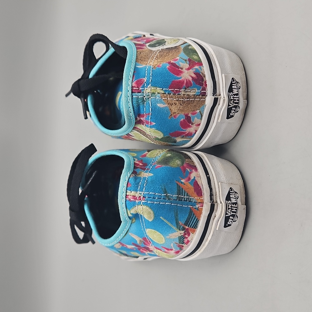 Vans Turquoise Floral Athletic Shoes with Black Laces - Picture 9 of 10